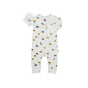 UP3757 ENTERIZO CON BOTONES «COLORBLOCK HOMESCAPE» IVORY RED CARIBOU