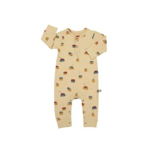 UP3756 ENTERIZO CON BOTONES «COLORBLOCK HOMESCAPE» ITALIAN STRAW RED CARIBOU