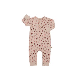 UP3760 ENTERIZO CON BOTONES «FLORAL WHISPERS» SILVER PEONY RED CARIBOU