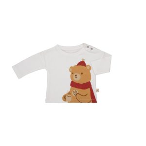 UP4676 T-SHIRT «THE BEAR» IVORY RED CARIBOU