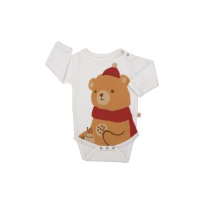 UP3434 BODY 100% ALGODÓN PIMA «BJORN THE BEAR» IVORY RED CARIBOU