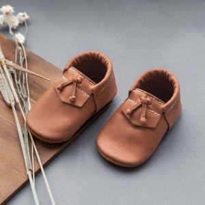 UP4775 ZAPATOS CAMILO CARAMELO 100 % DE CUERO MINIMOX