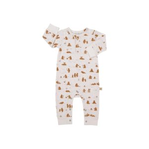 UP3758 ENTERIZO CON BOTONES «COZY BEARS» IVORY RED CARIBOU