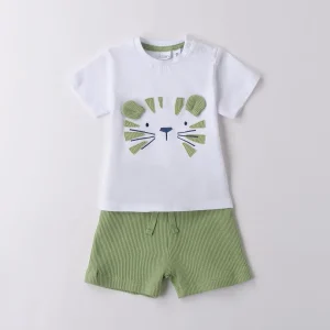 UP9932 Conjunto Corto Algodón Bebé iDO | Tigre Verde